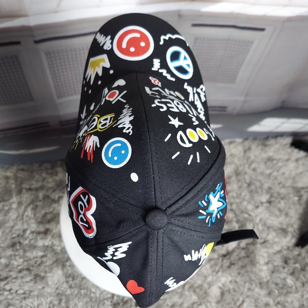 NEW "GOOD VIBES" ADJUSTABLE BASEBALL CAP (BLACK/MULTI) / ***2 CAPS FOR $25*** - Picture 8 of 10
